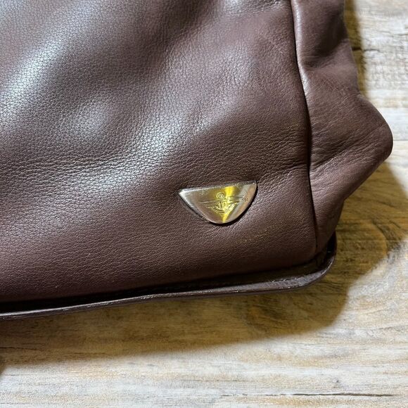 Dockers Leather Bag Brown Dark Shoulder Vintage 90s Like New Zip - Picture 5 of 9